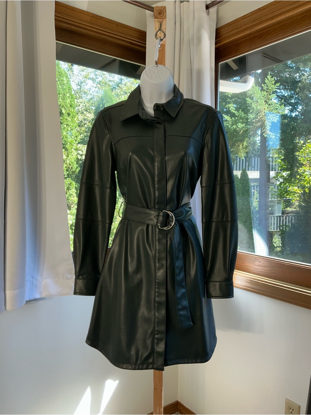 French Connection Faux Leather Shirt Dress (Size 6)